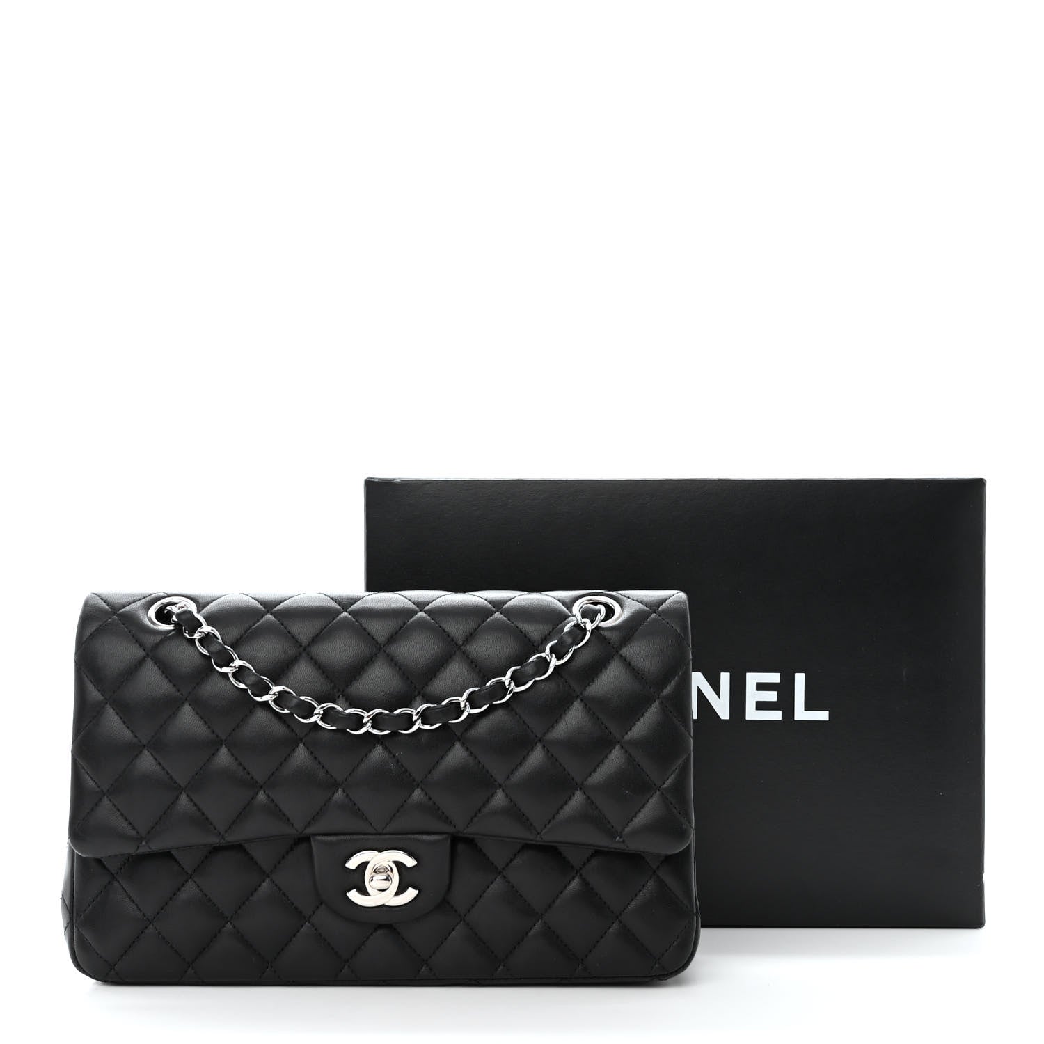 Chanel Lambskin Quilted Medium Double Flap Black 15 of 15