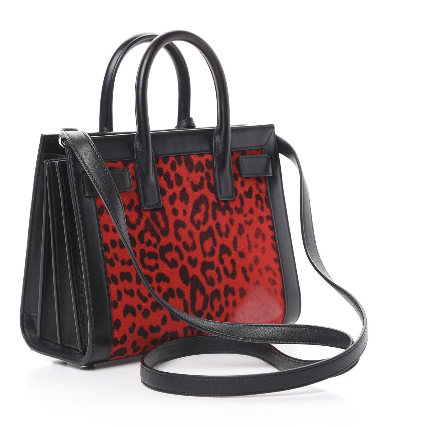 Calf Hair Leopard Printed Nano Sac De Jour Red Black
