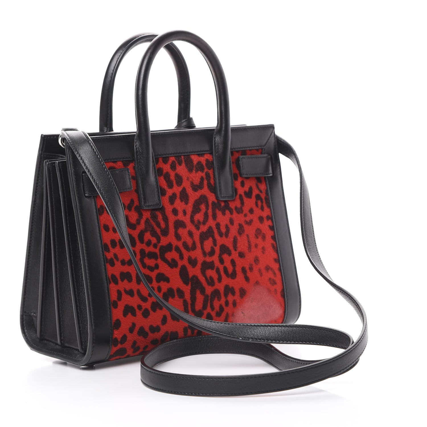 Saint Laurent Calf Hair Leopard Printed Nano Sac De Jour Red Black 2 of 12