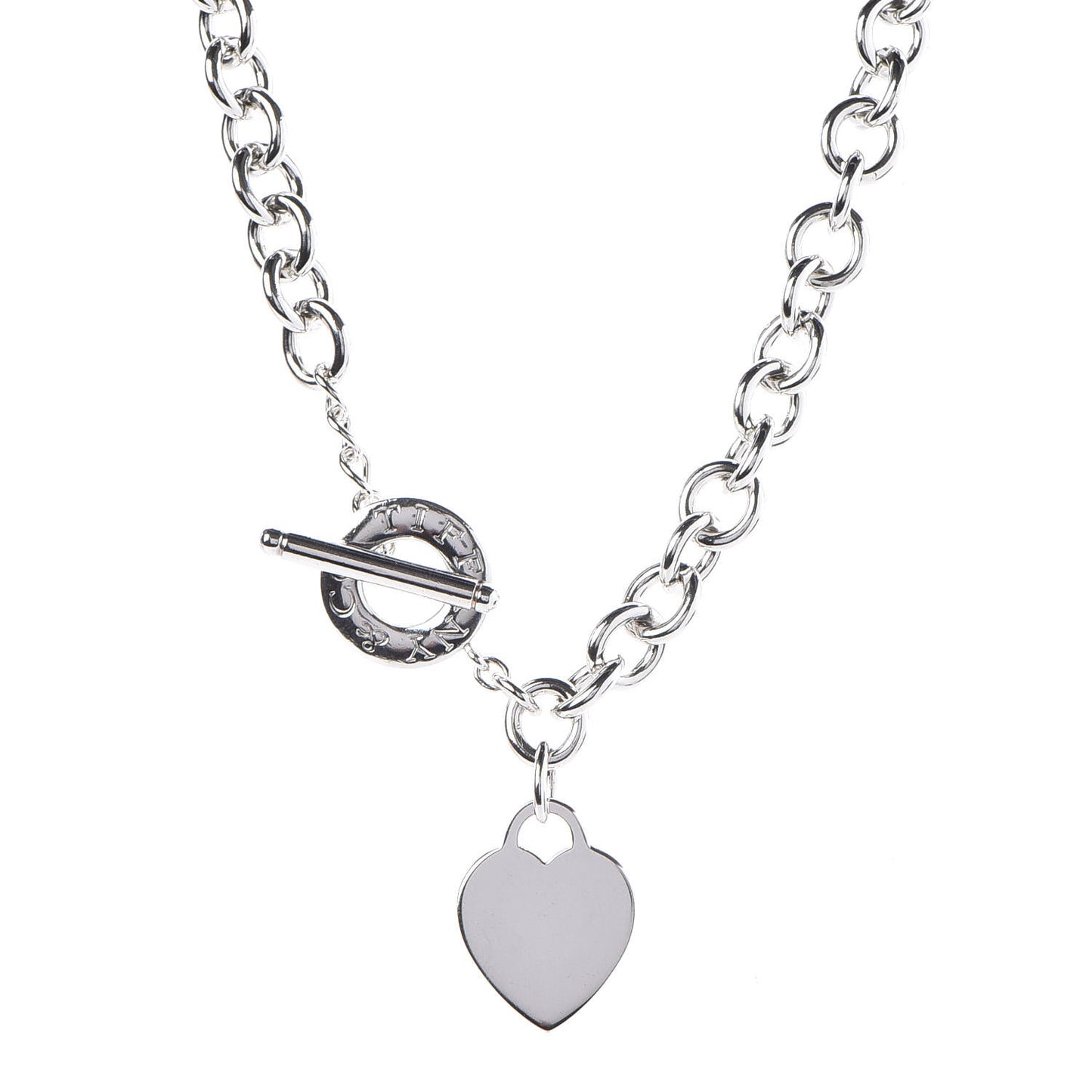 Sterling Silver Heart Tag Toggle Necklace