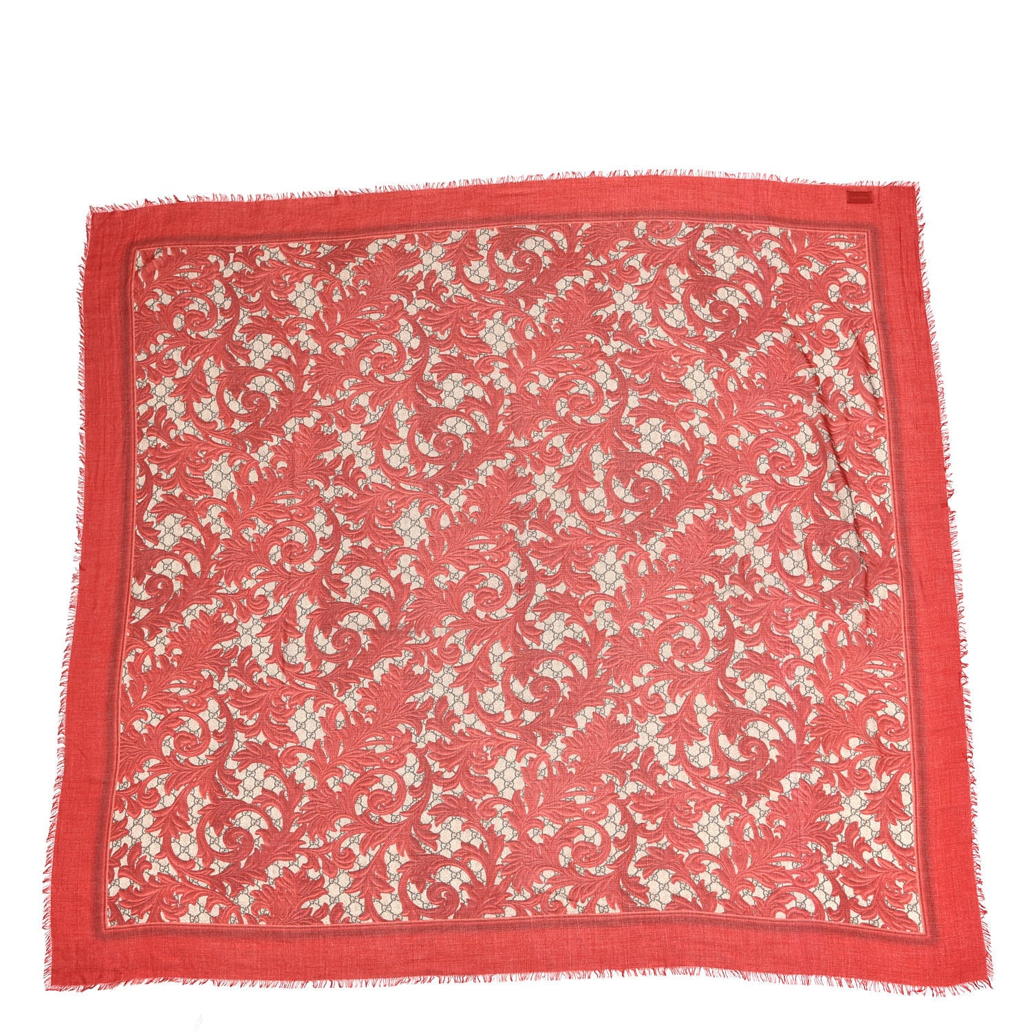 Gucci Modal Silk Monogram Arabesque Shawl Red 1 of 4