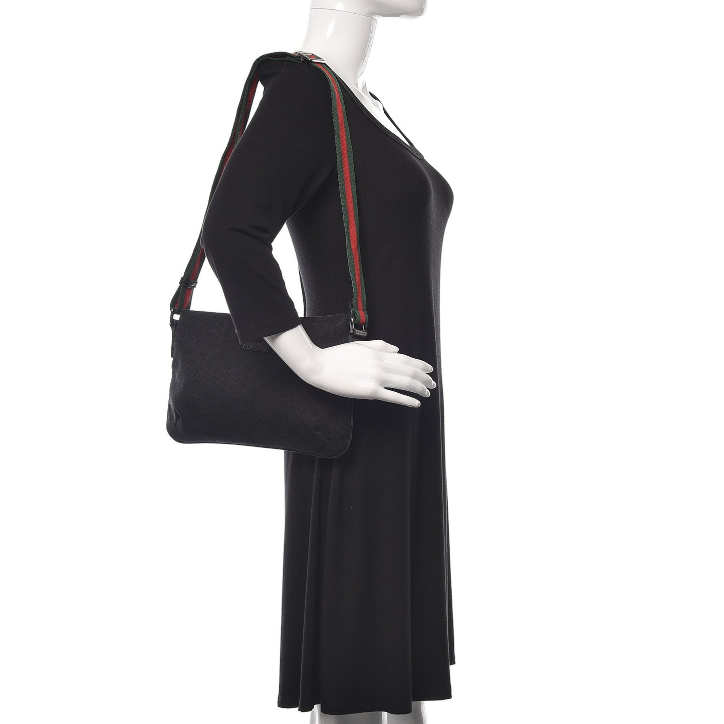 Monogram Web Small Flat Messenger Crossbody Black
