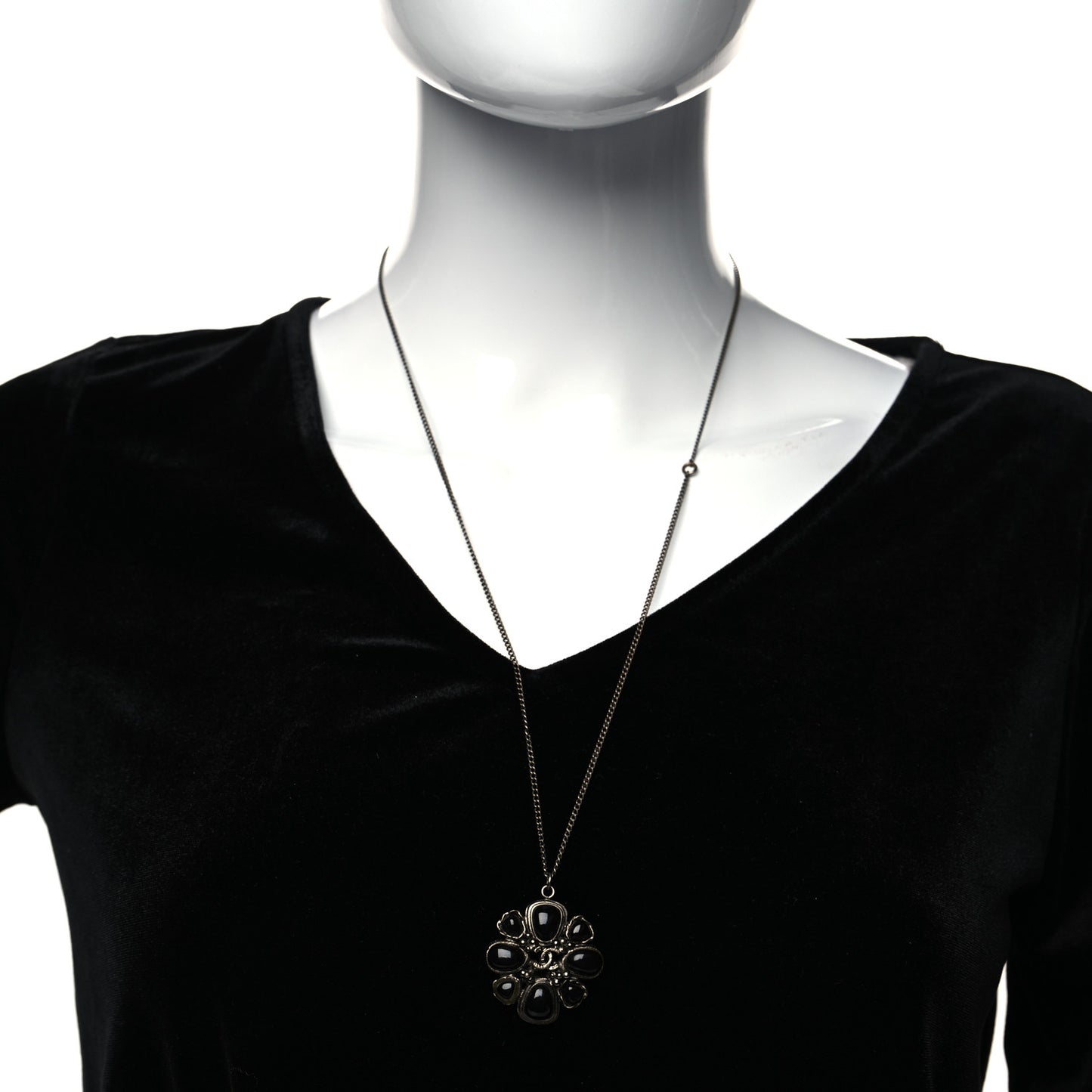 Ruthenium Enamel CC Necklace Black