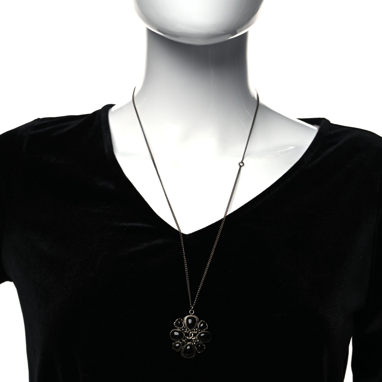 Chanel Ruthenium Enamel CC Necklace Black 2 of 5