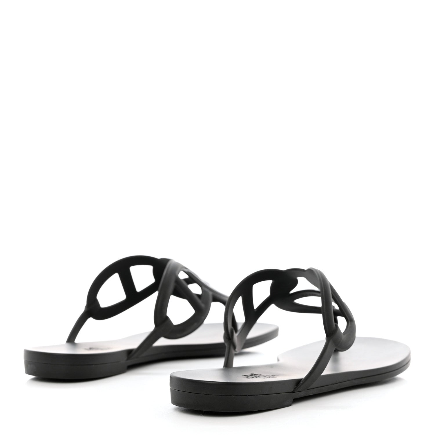 Hermes Rubber Womens Egerie Sandals 38 Black 4 of 9