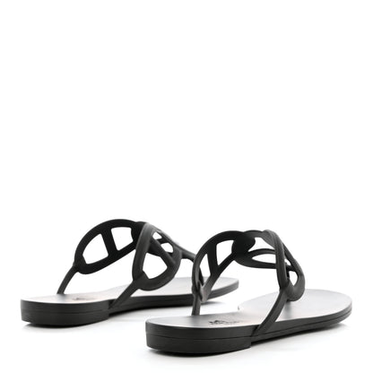 Hermes Rubber Womens Egerie Sandals 38 Black 4 of 9