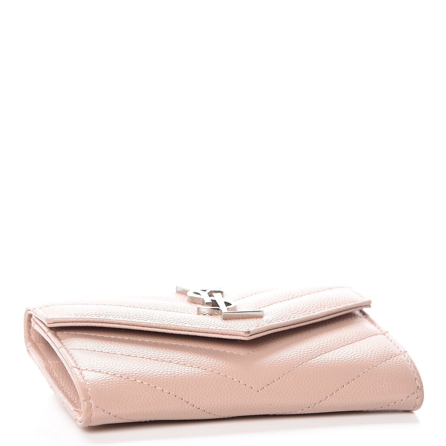 Grain De Poudre Matelasse Chevron Small Monogram Envelope Wallet Pale Blush