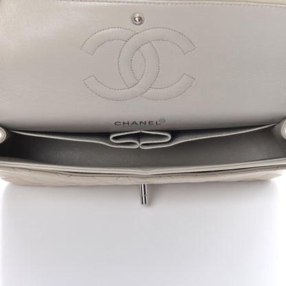Chanel Lambskin Quilted Medium Double Flap Light Grey 7 of 9