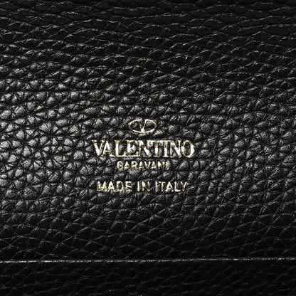 Valentino Garavani Pebbled Calfskin Rockstud Envelope Wallet On Chain Black 6 of 8