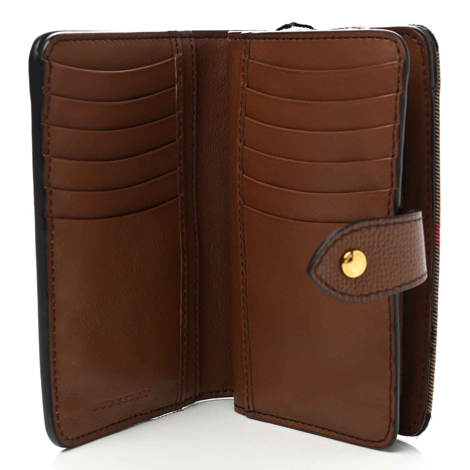 Burberry Calfskin House Check Compact Wallet Tan 5 of 7