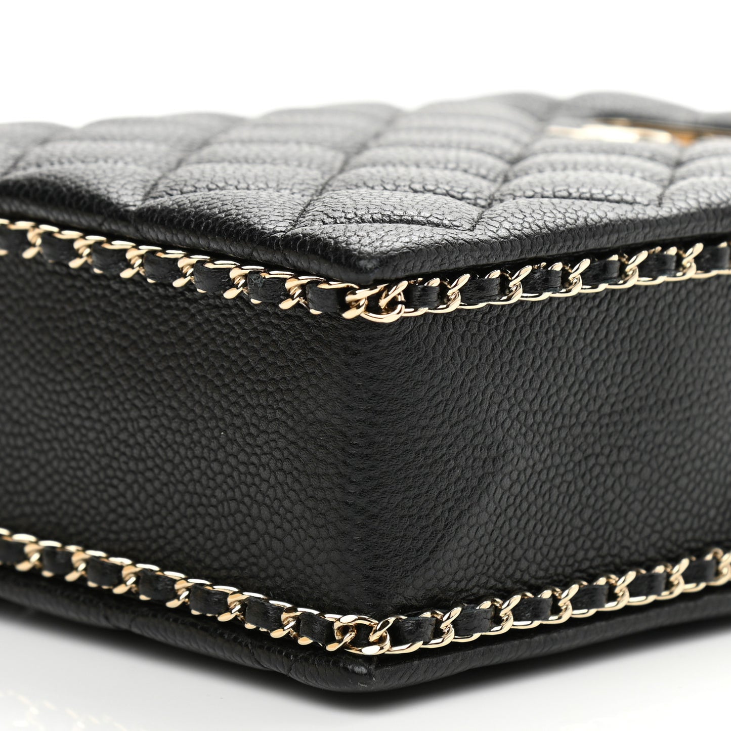 Caviar Quilted Evening Box Bag Black