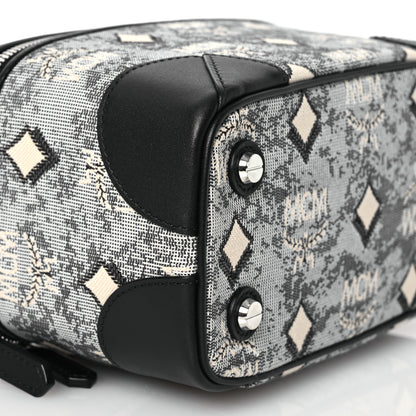 MCM Vintage Jacquard Monogram Rockstar Small Vanity Crossbody Bag Grey 8 of 9