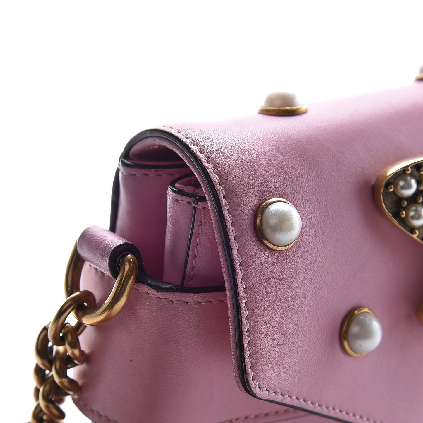 Nappa Pearl Studded Mini Queen Margaret Broadway Shoulder Bag Sugar Pink