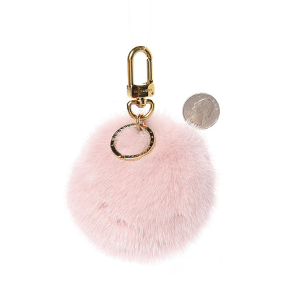 Louis Vuitton Calfskin Mink Fur Wild Cat Bag Charm Key Holder Pink 2 of 3