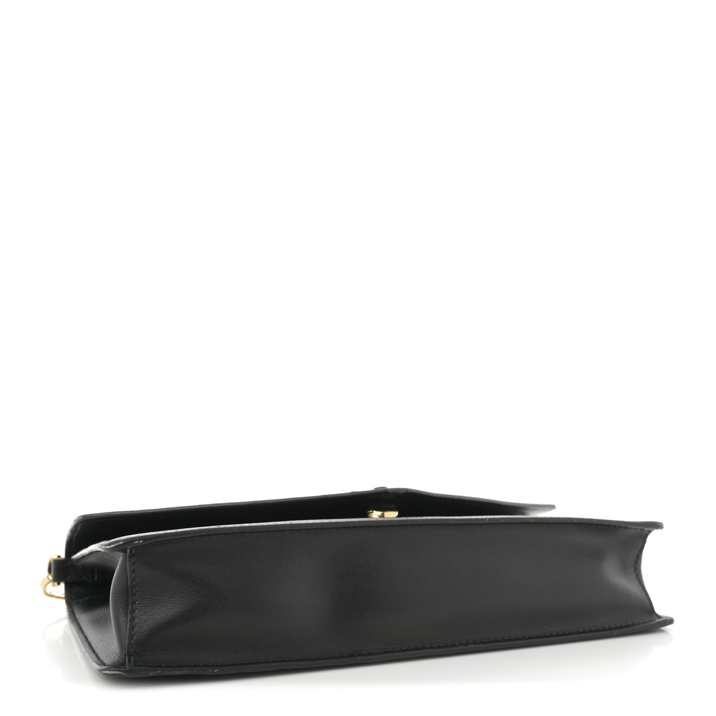 Saffiano Cuir Calfskin Monochrome Envelope Wallet on Chain Shoulder Bag Black