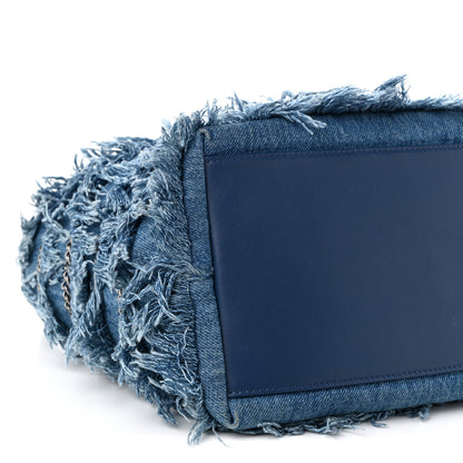 Chanel Calfskin Denim Fringe Chains CC Drawstring Bucket Bag Blue 8 of 9