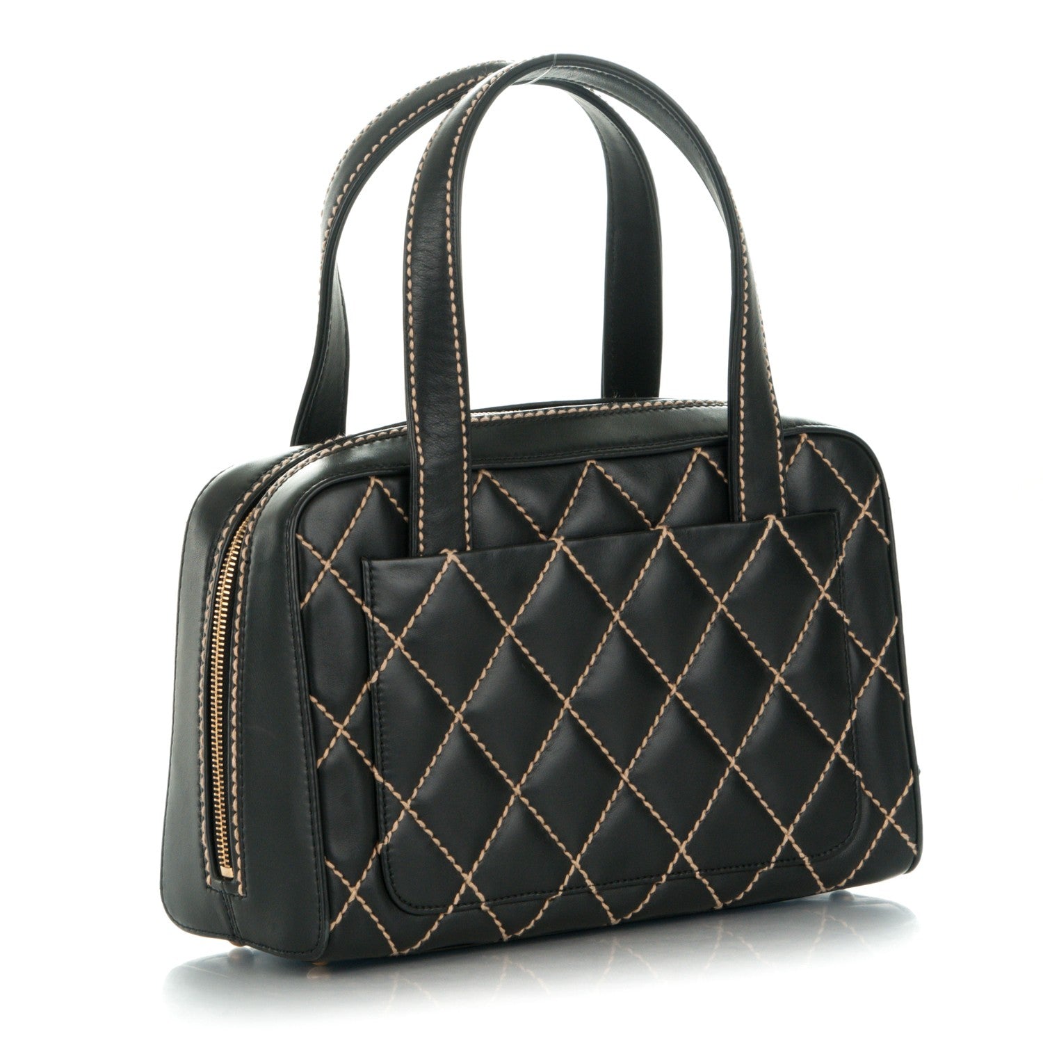 Chanel Calfskin Contrast Stitch Surpique Bowler Black 3 of 8