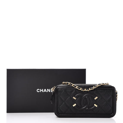 Chanel Caviar Quilted CC Filigree Clutch With Chain Black 11 of 11