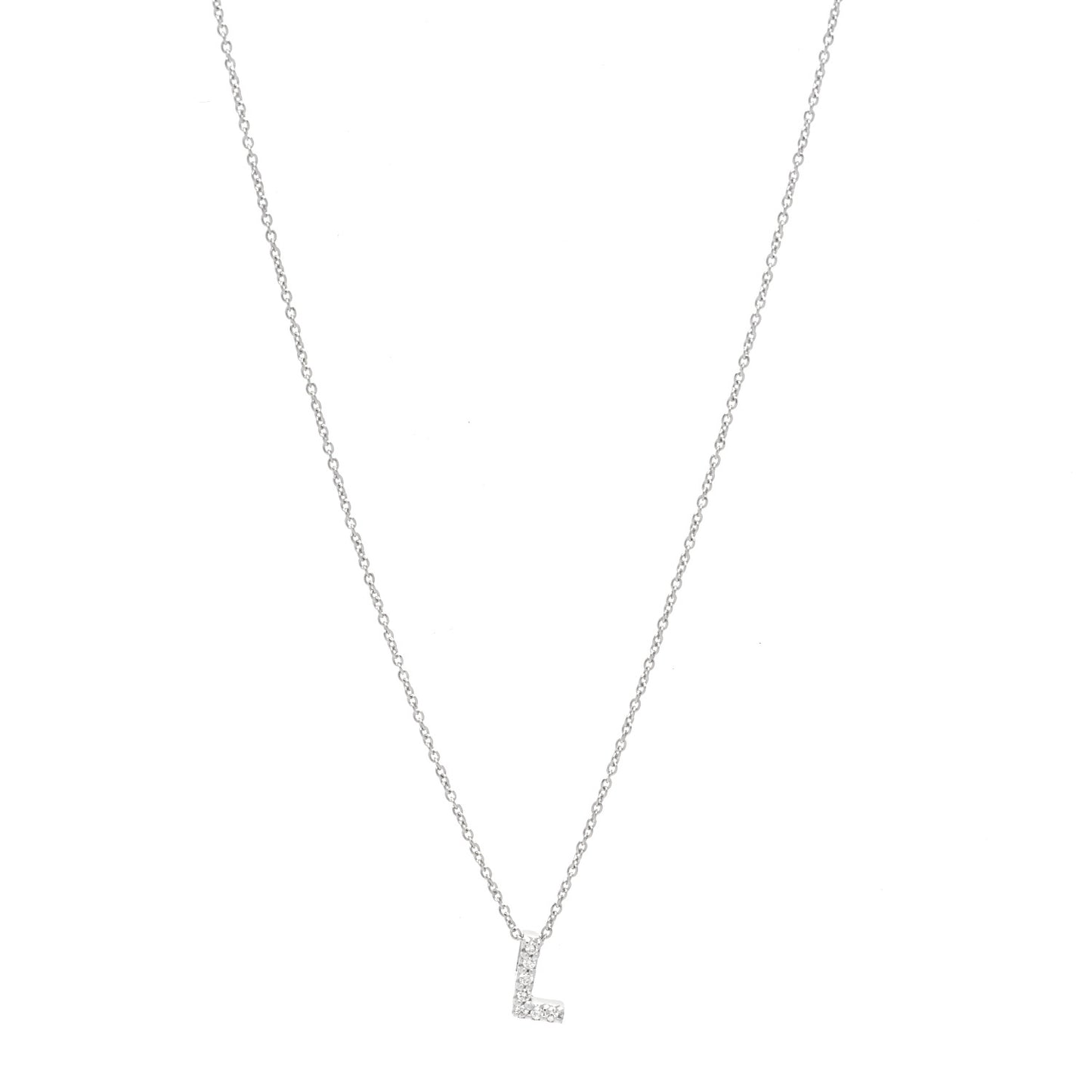 18K White Gold Diamond Love Letter L Pendant Necklace