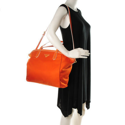 Prada Tessuto Nylon Saffiano Dome Satchel Papaya 2 of 8