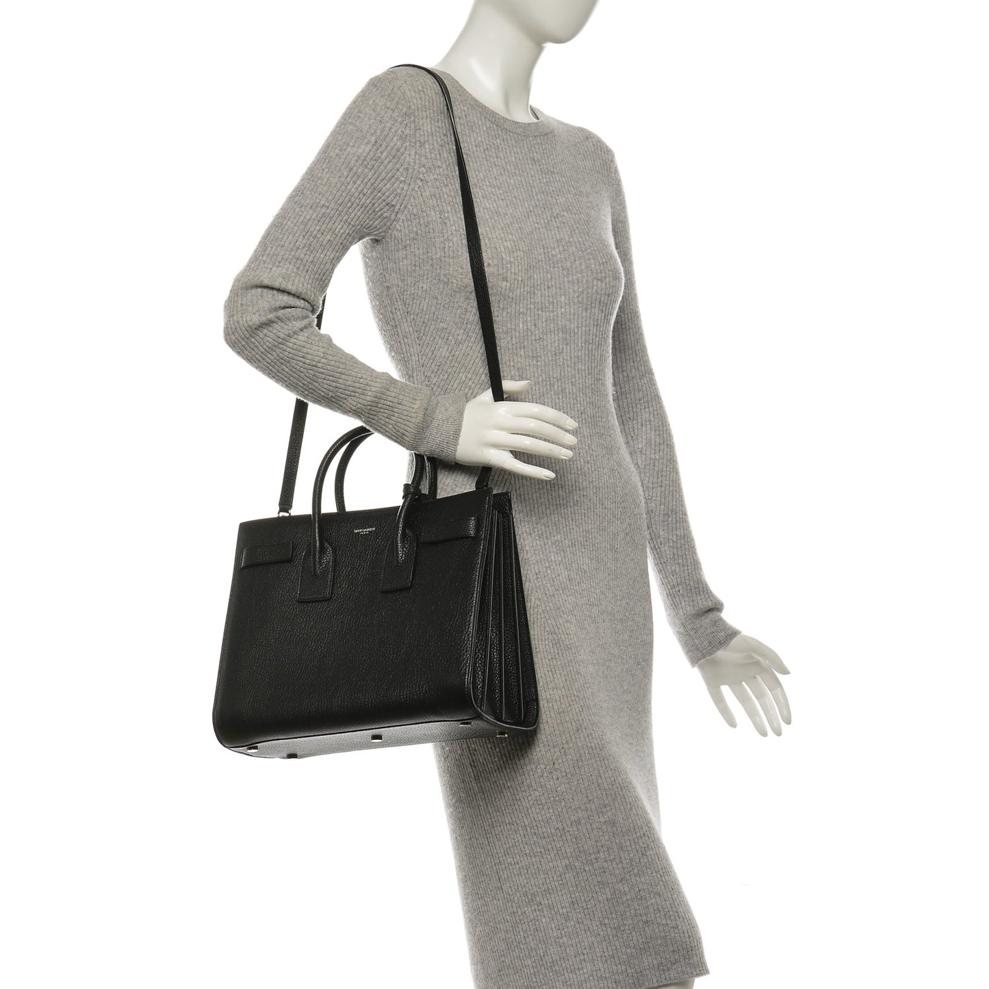 Grained Calfskin Small Sac De Jour Black