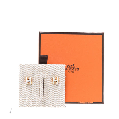 Hermes Gold Lacquered Mini Pop H Earrings White 6 of 6