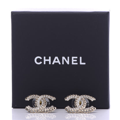Chanel Crystal Chain CC Earrings Gold 5 of 5