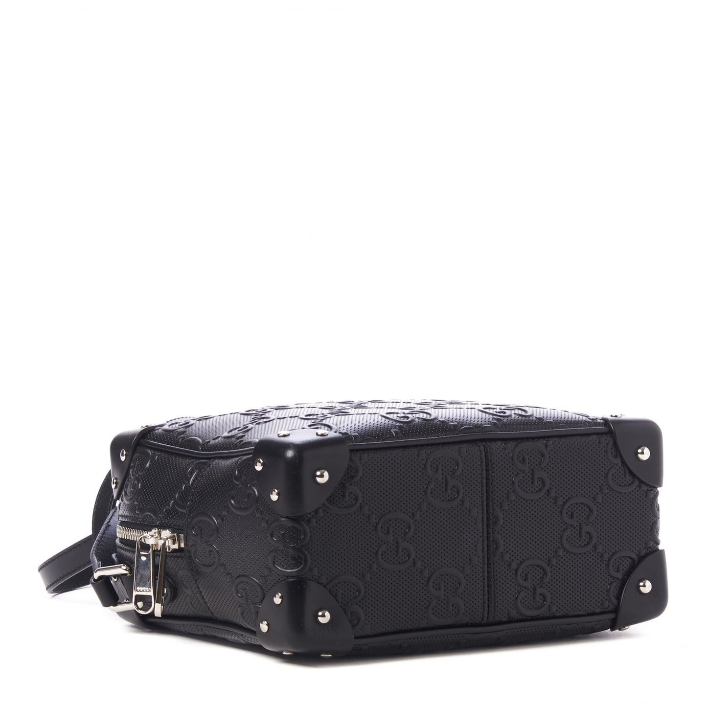 Calfskin GG Tennis Embossed Square Messenger Bag Black