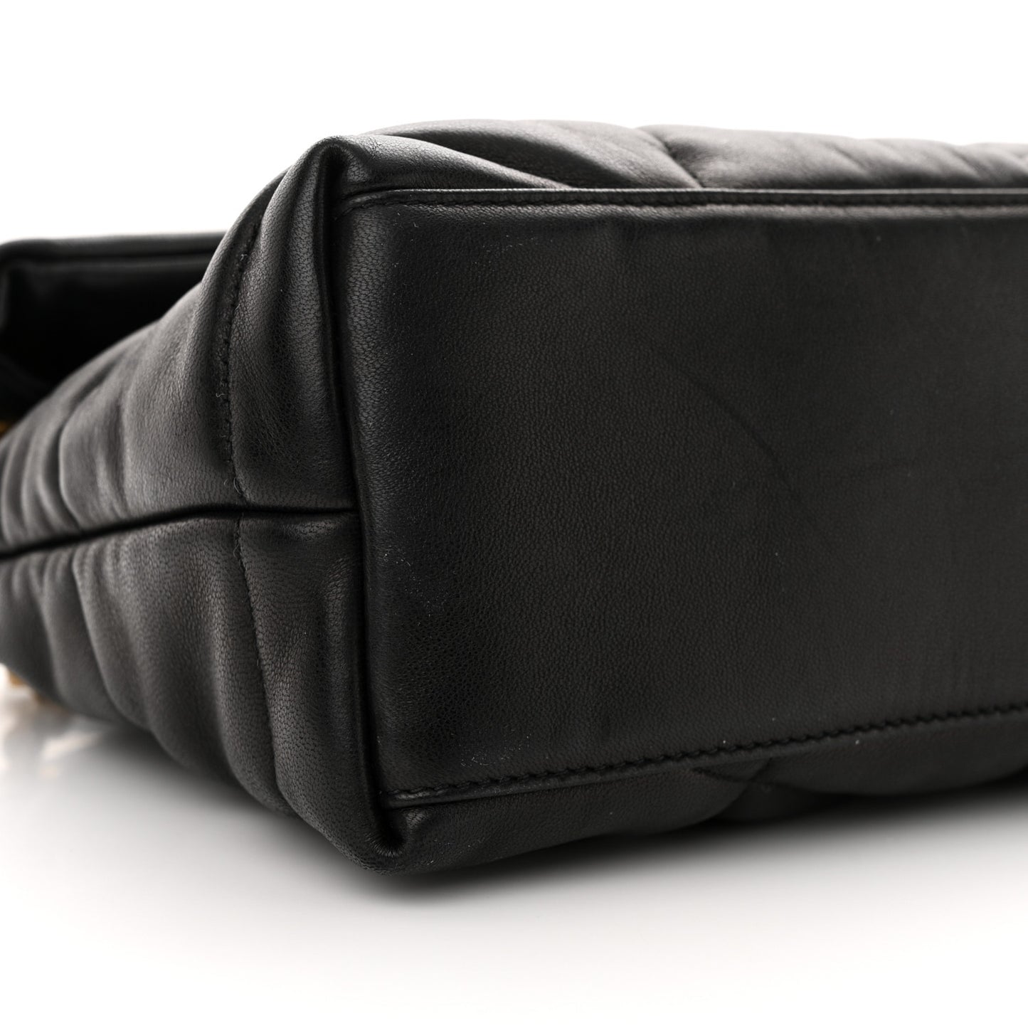 Lambskin Quilted Small Loulou Puffer Monogram Chain Satchel Black