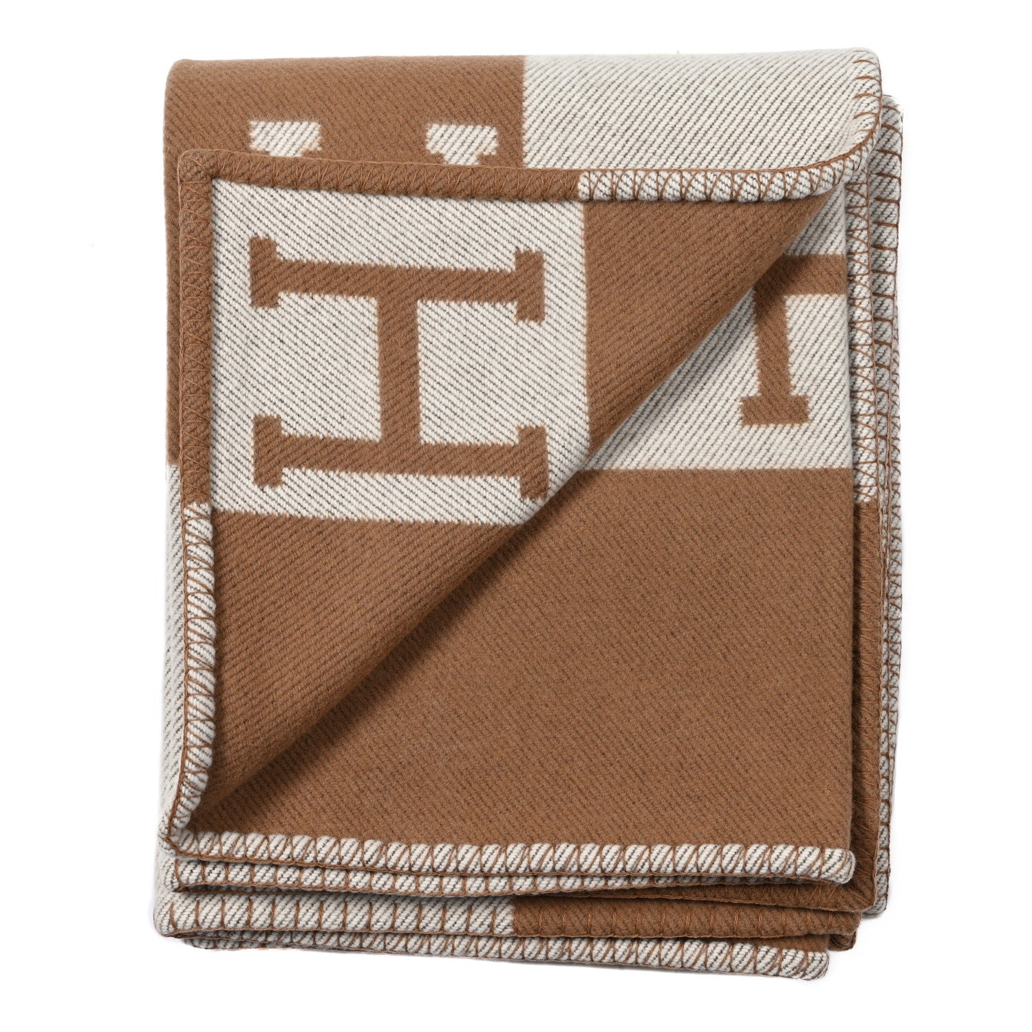 Hermes Wool Cashmere Avalon Blanket Ecru Camel 2 of 3