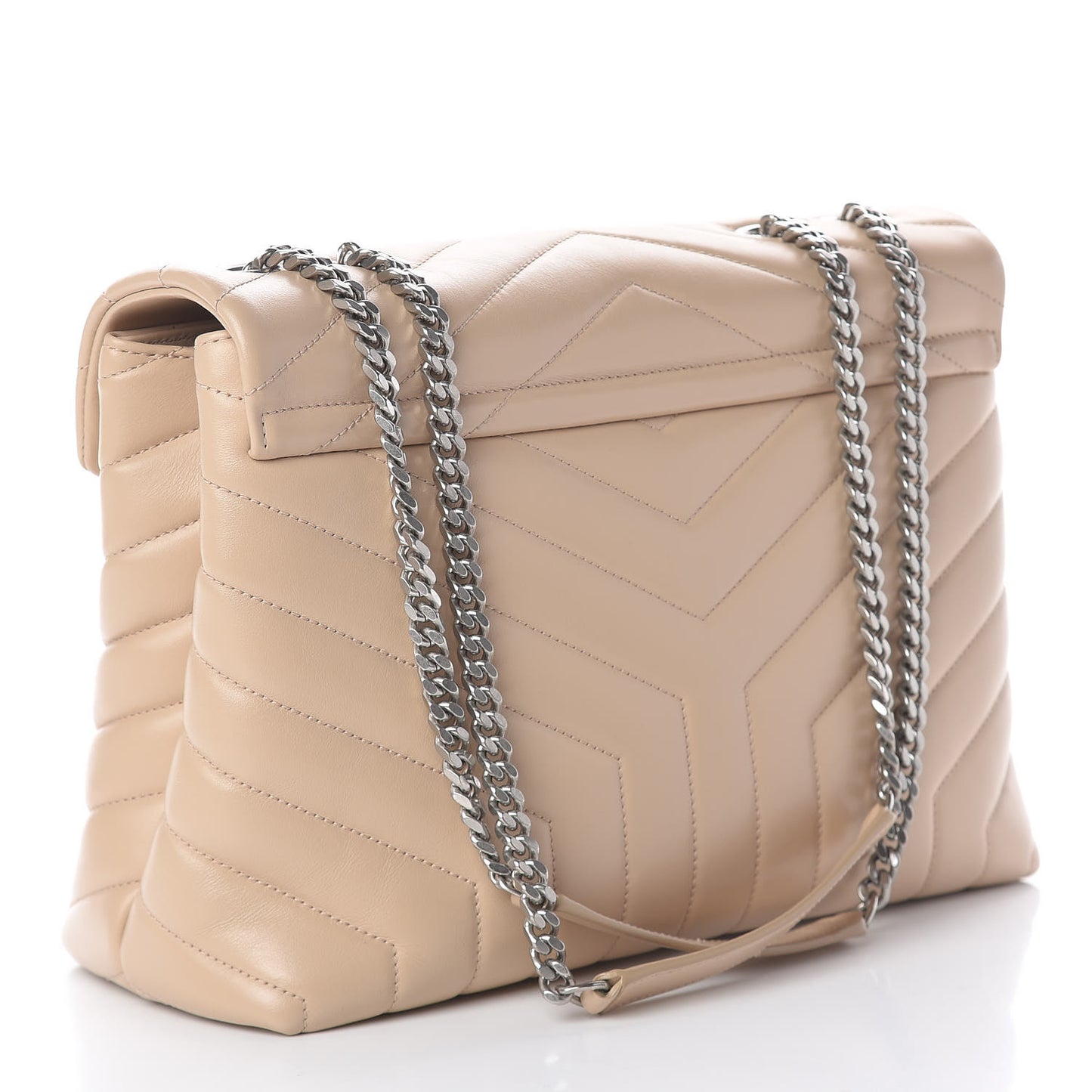 Calfskin Y Quilted Monogram Medium Loulou Chain Satchel Nude Powder