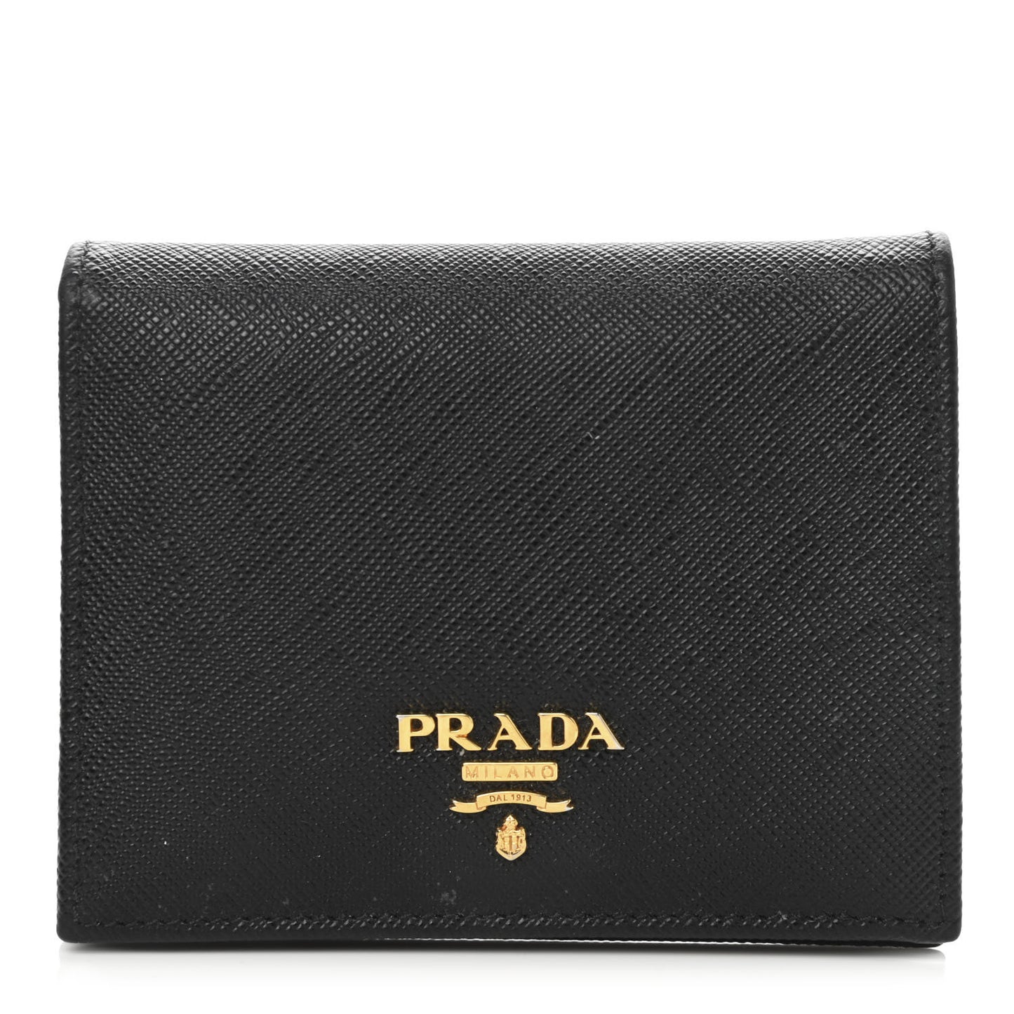 Saffiano Metal Bi-Fold Card Holder Wallet Black