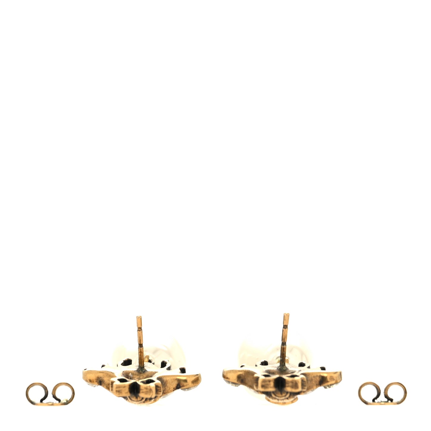 Crystal Pearl Drop Bee Earrings Gold