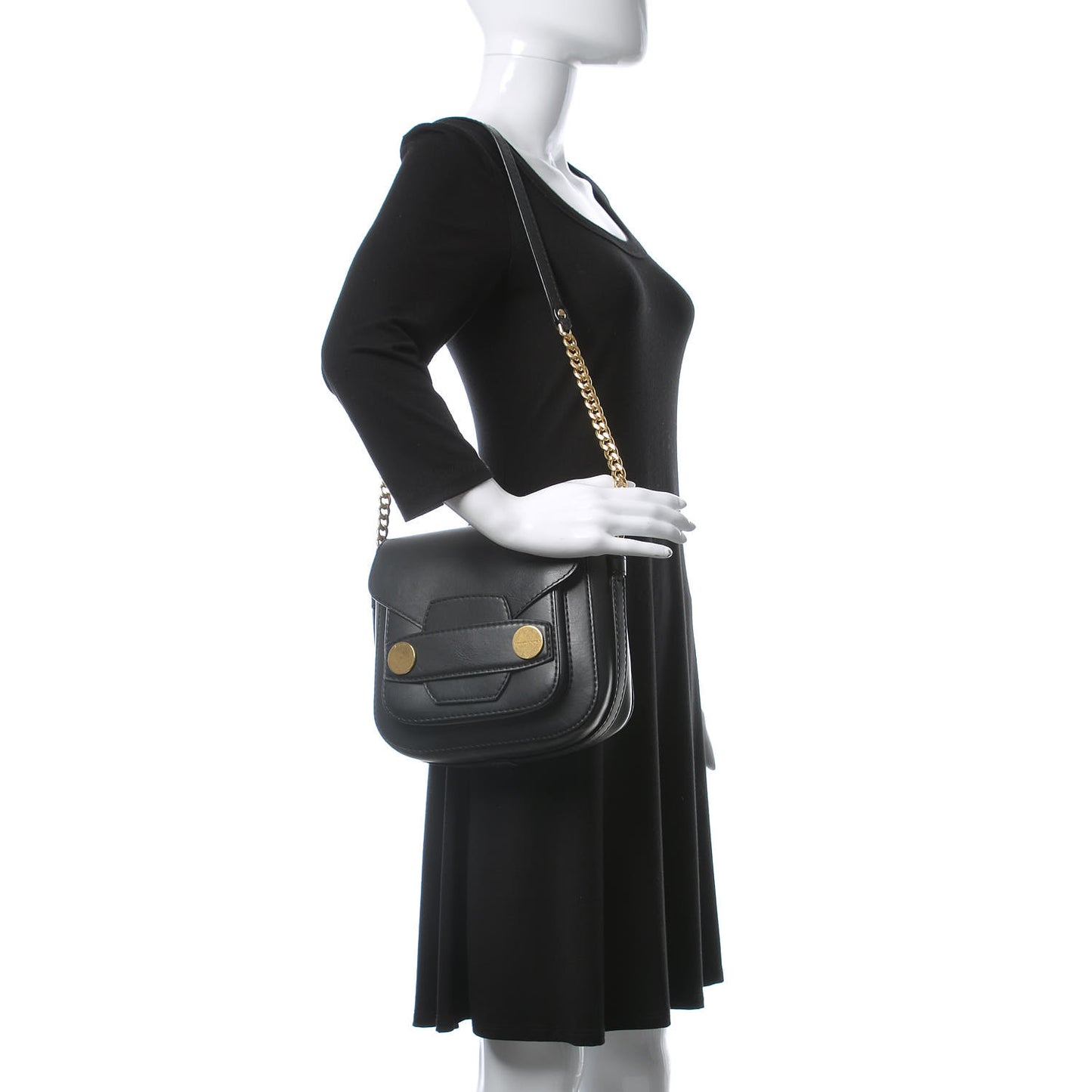 Eco Alter Nappa Popper Shoulder Bag Black