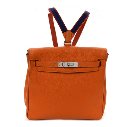 Hermes Taurillon Clemence Kelly Amazone Ado Backpack 22 Abricot Bleu Encre Cuivre 1 of 9