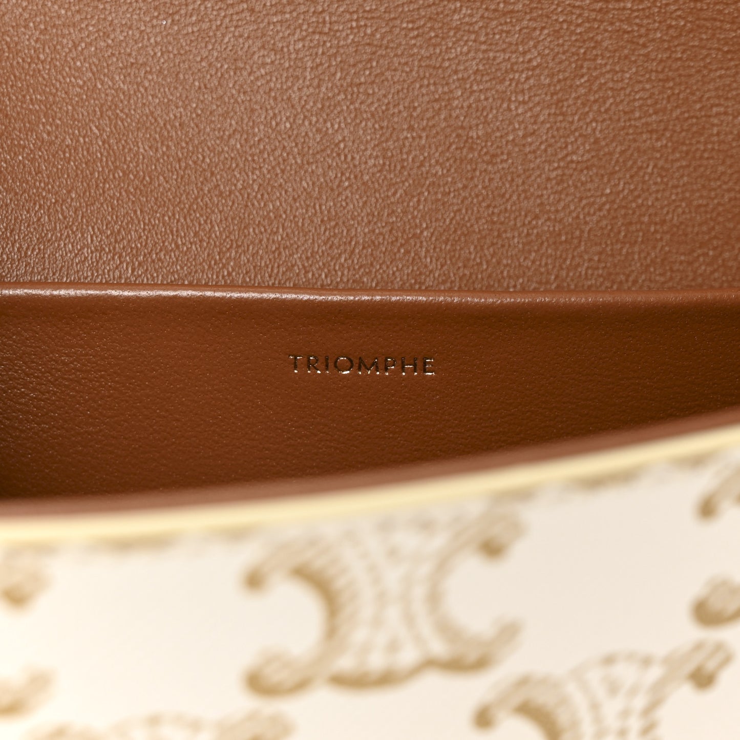 Canvas Calfskin Triomphe Shoulder Bag White