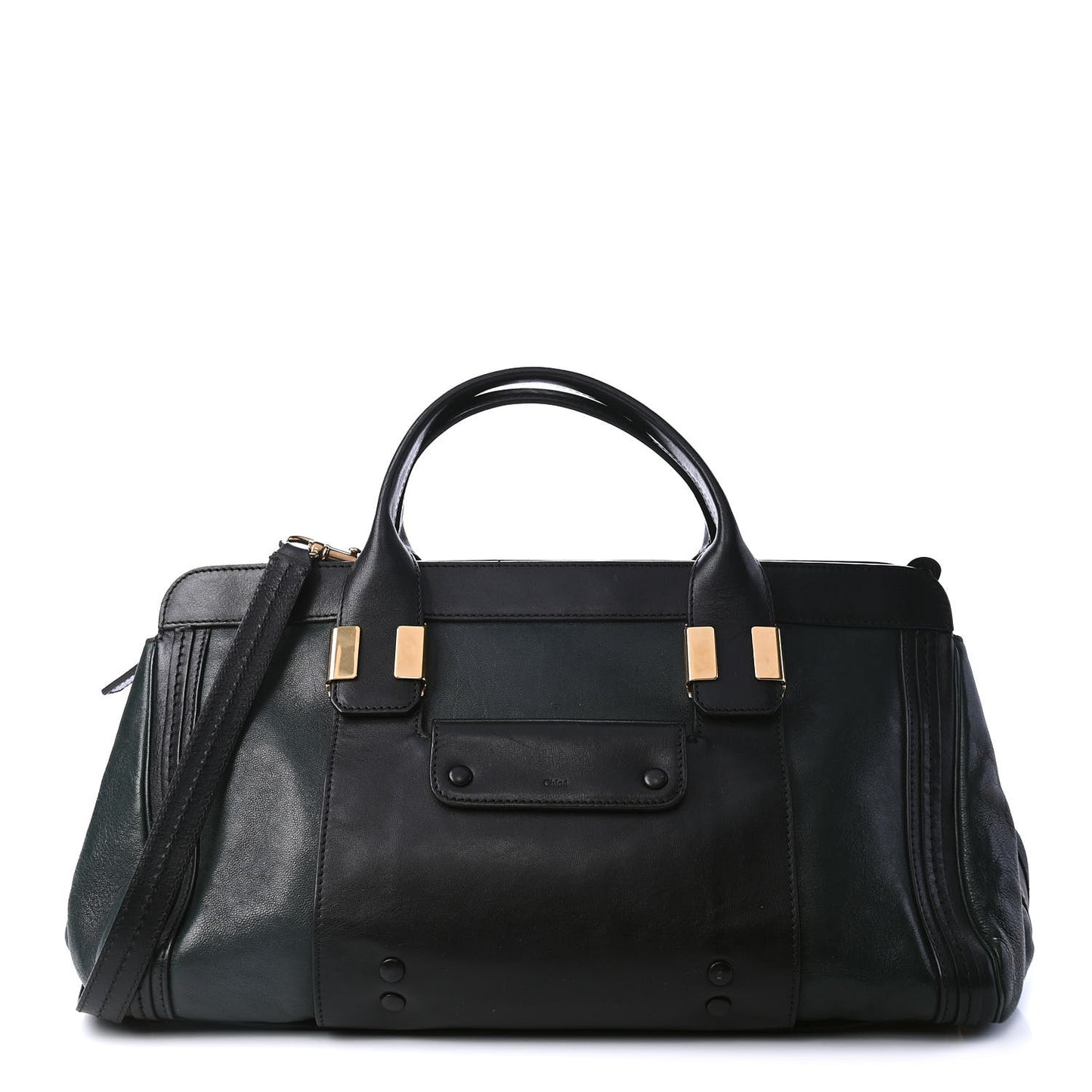 Calfskin Medium Alice Satchel Fir Green Black