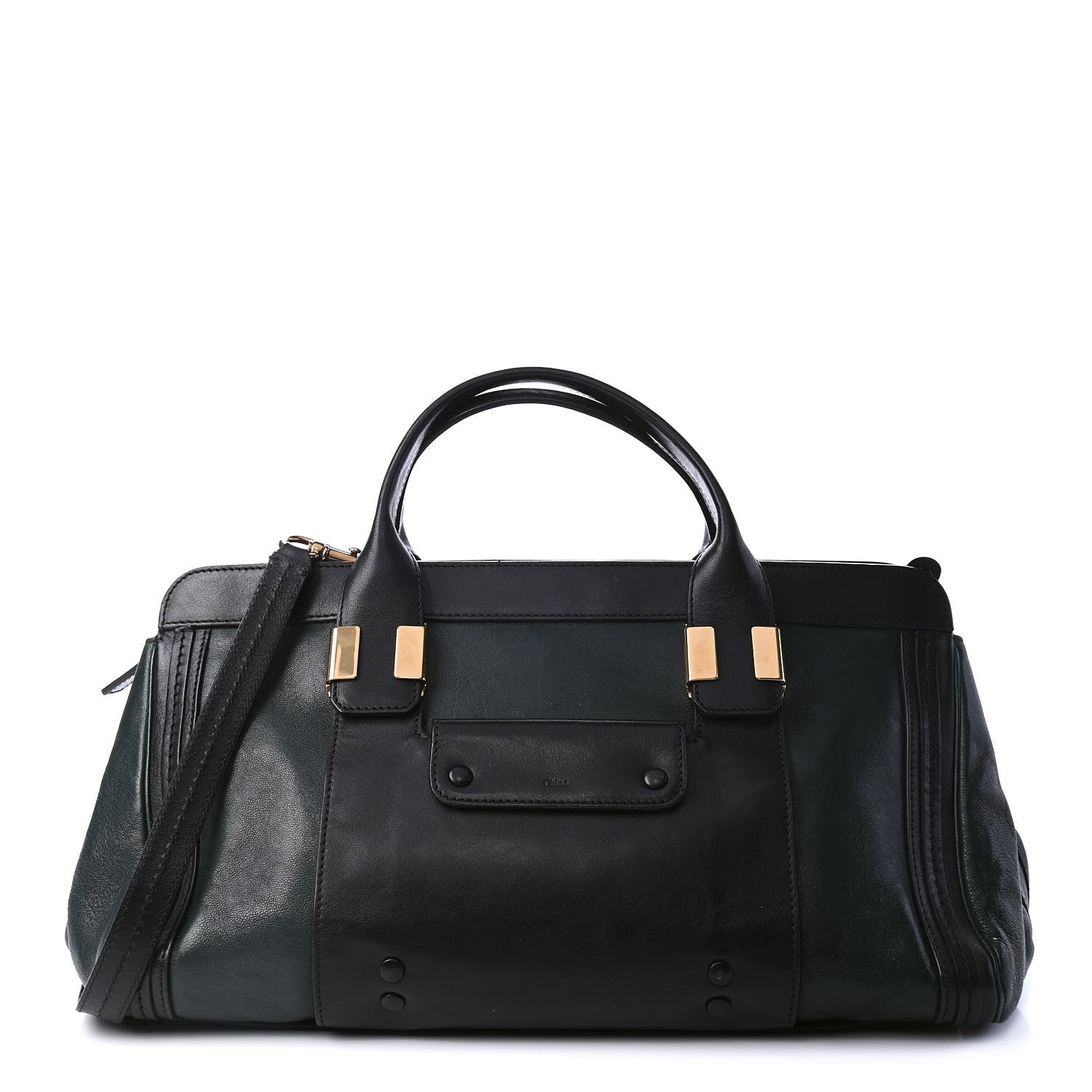 Chloe Calfskin Medium Alice Satchel Fir Green Black 1 of 4