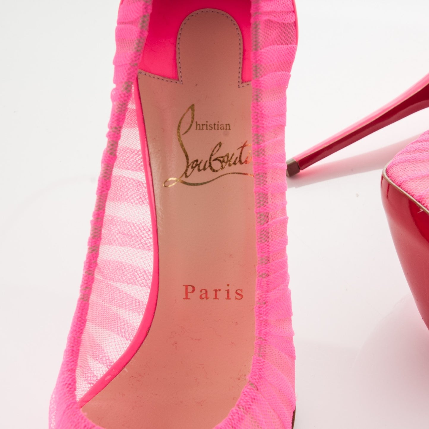 Tulle Patent Draperia Follies 100 Pumps 36.5 Shocking Pink