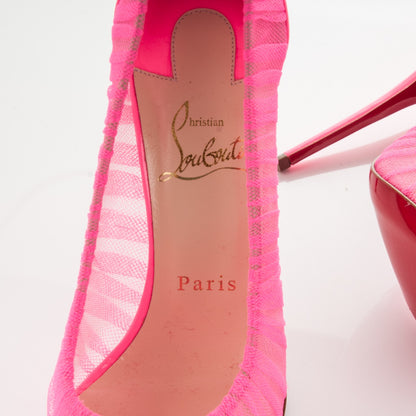 Christian Louboutin Tulle Patent Draperia Follies 100 Pumps 36.5 Shocking Pink 7 of 7