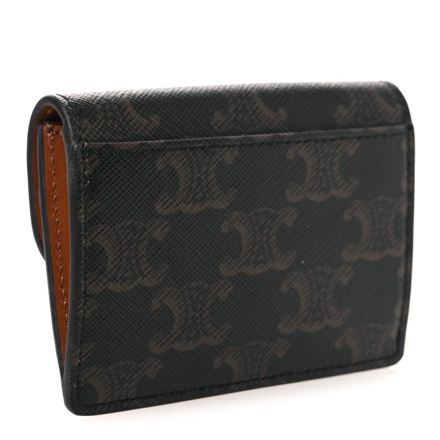 Triomphe Canvas Calfskin Flap Card Holder Tan