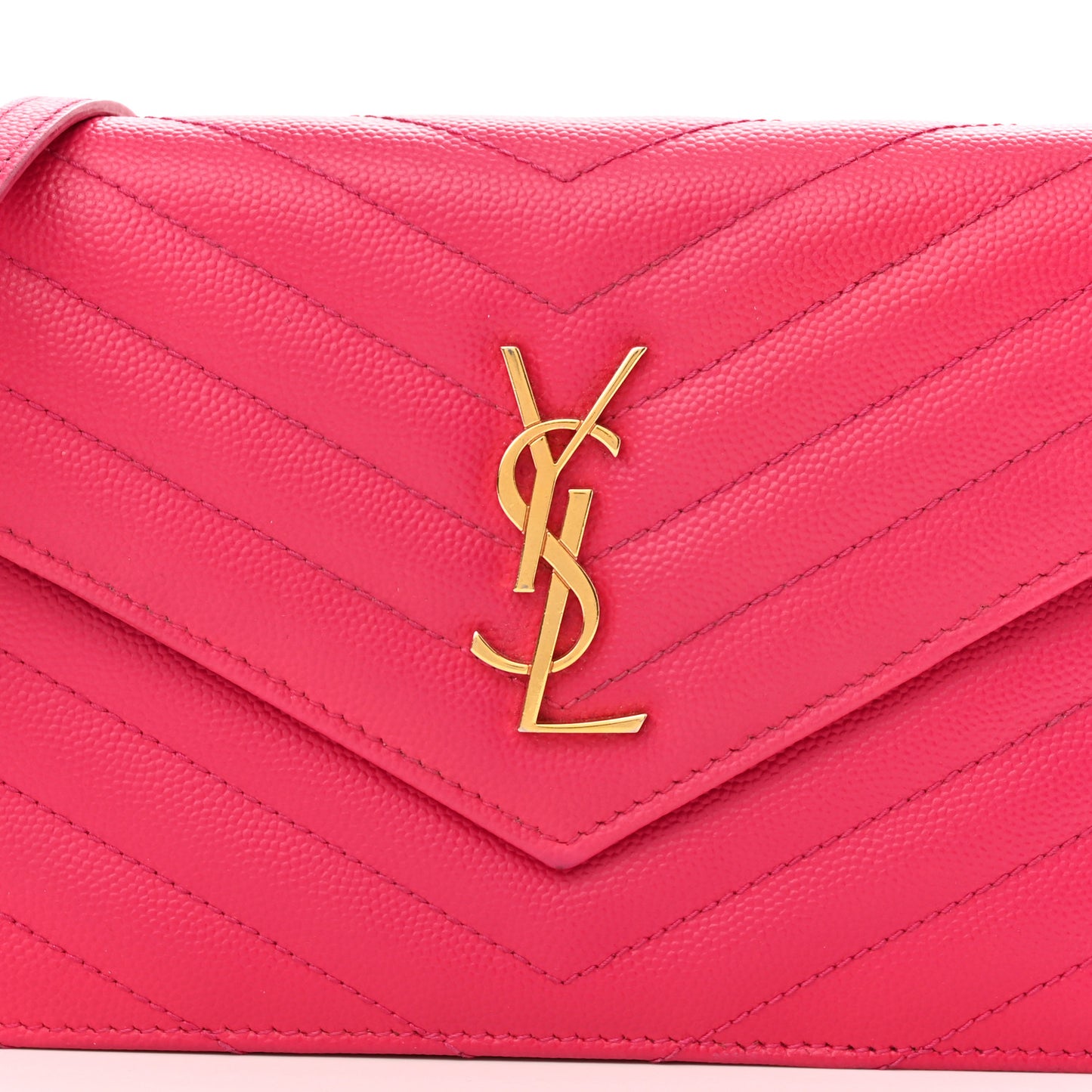 Grain De Poudre Matelasse Chevron Monogram Envelope Chain Wallet Bubblegum