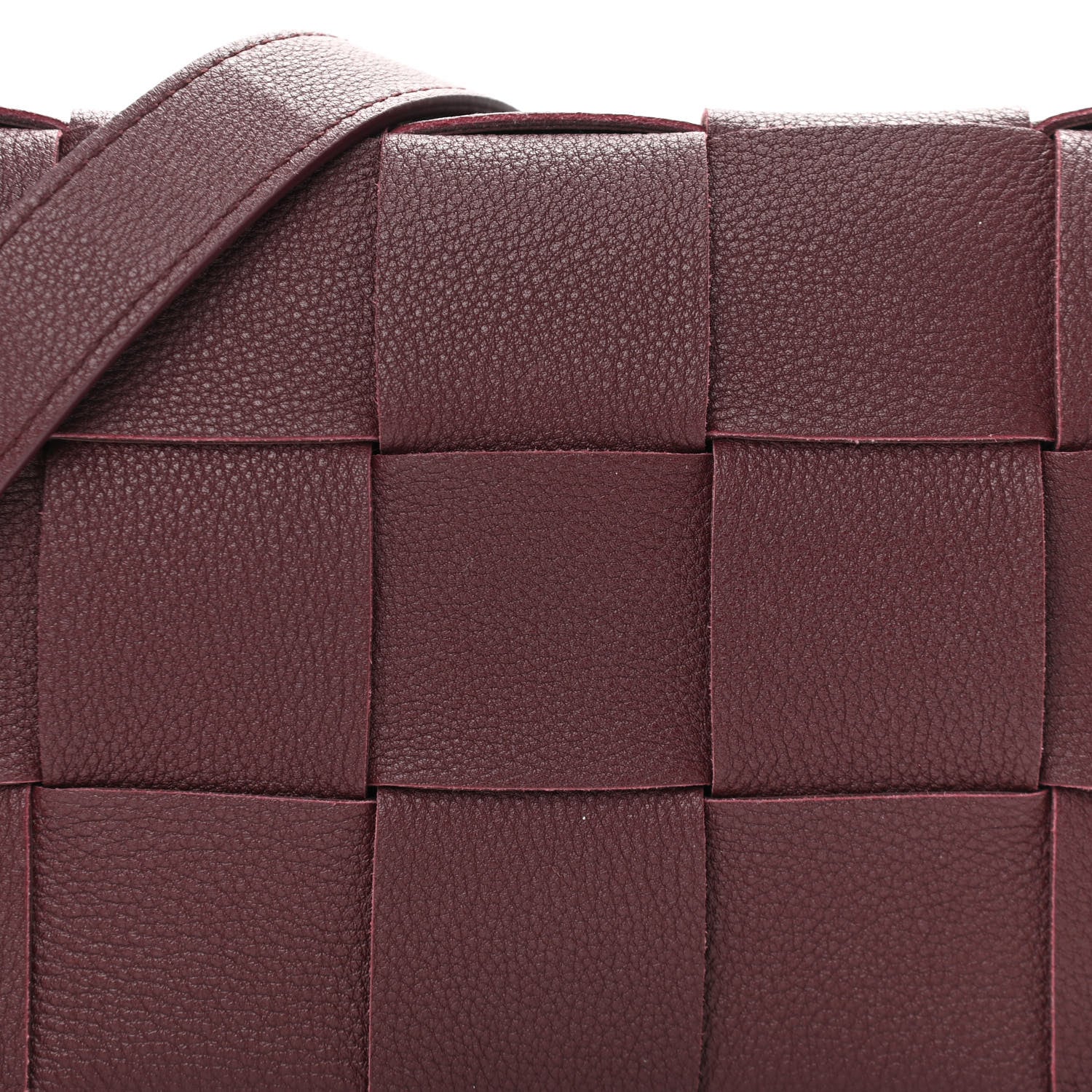 Bottega Veneta Grained Calfskin Maxi Intrecciato Cassette Crossbody Bag Bordeaux 8 of 10