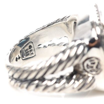 David Yurman Sterling Silver Diamond Blue Topaz 14mm Albion Ring 54 7 5 of 5