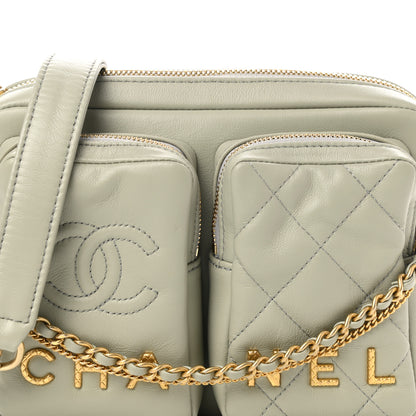 Chanel Calfskin Quilted Small Camera Case Grey 8 of 12