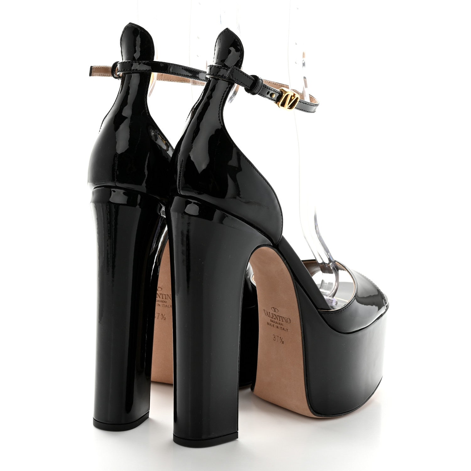 Valentino Garavani Patent Tan-Go 55/155mm Platform Sandals 37.5 Black 4 of 9