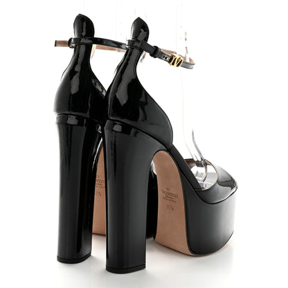 Valentino Garavani Patent Tan-Go 55/155mm Platform Sandals 37.5 Black 4 of 9