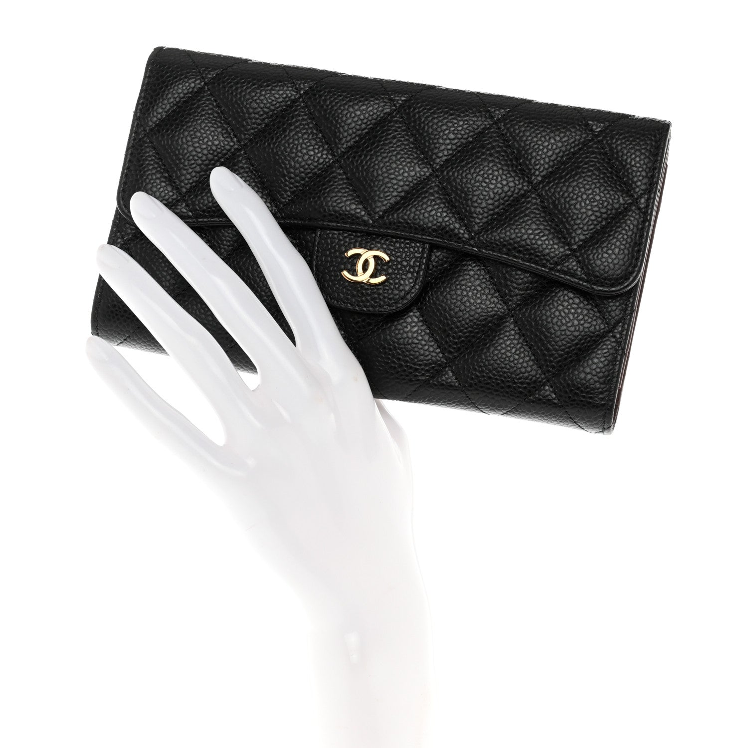 Chanel Caviar Quilted Long Flap Wallet Black 2 of 10