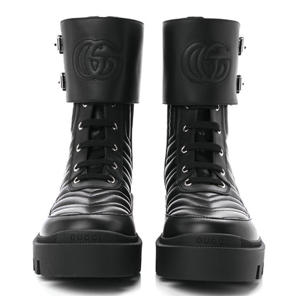 Gucci Nappa Frances GG Matelasse Platform Combat Boots 37 Black 2 of 10