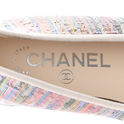 Chanel Tweed Grosgrain Cap Toe Ballerina Flats 36 Iridescent Multicolor 7 of 18